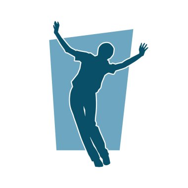 Dans eden sıradan bir kadın silueti. Dansçı bir kadının silueti..