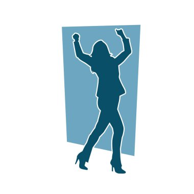 Dans eden sıradan bir kadın silueti. Dansçı bir kadının silueti..