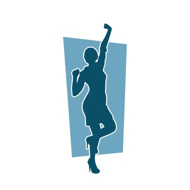 Dans eden sıradan bir kadın silueti. Dansçı bir kadının silueti..