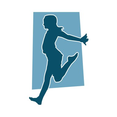 Hareketli bir kadın balerin silueti. Dans eden balerin kızın silueti..