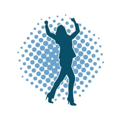 Dans eden sıradan bir kadın silueti. Dansçı bir kadının silueti..