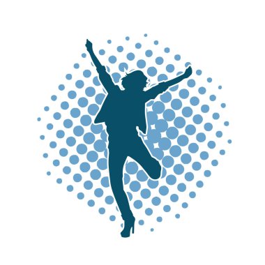 Dans eden sıradan bir kadın silueti. Dansçı bir kadının silueti..