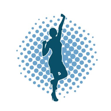 Dans eden sıradan bir kadın silueti. Dansçı bir kadının silueti..