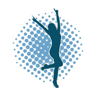 Dans eden sıradan bir kadın silueti. Dansçı bir kadının silueti..