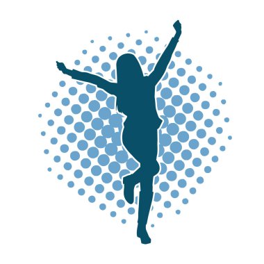 Dans eden sıradan bir kadın silueti. Dansçı bir kadının silueti..