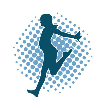 Hareketli bir kadın balerin silueti. Dans eden balerin kızın silueti..