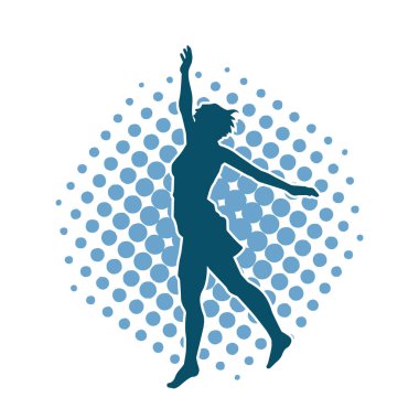 Dans eden sıradan bir kadın silueti. Dansçı bir kadının silueti..