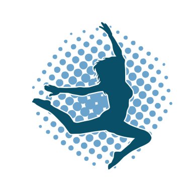 Hareketli bir kadın balerin silueti. Dans eden balerin kızın silueti..