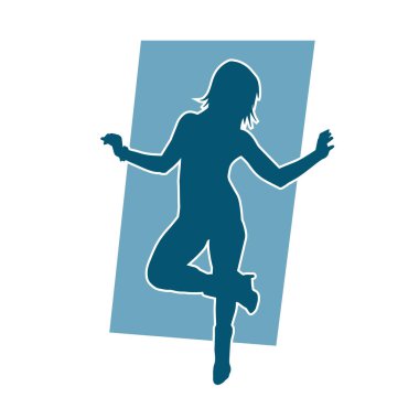 Dans eden sıradan bir kadın silueti. Dansçı bir kadının silueti..