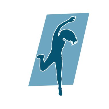 Dans eden sıradan bir kadın silueti. Dansçı bir kadının silueti..