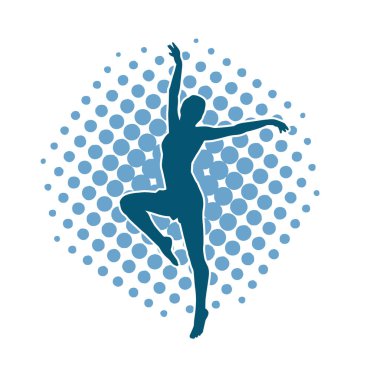 Hareketli bir kadın balerin silueti. Dans eden balerin kızın silueti..