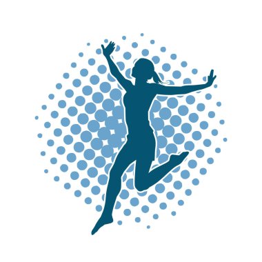 Hareketli bir kadın balerin silueti. Dans eden balerin kızın silueti..