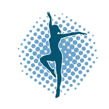 Hareketli bir kadın balerin silueti. Dans eden balerin kızın silueti..