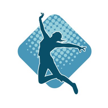 Hareketli bir kadın balerin silueti. Dans eden balerin kızın silueti..