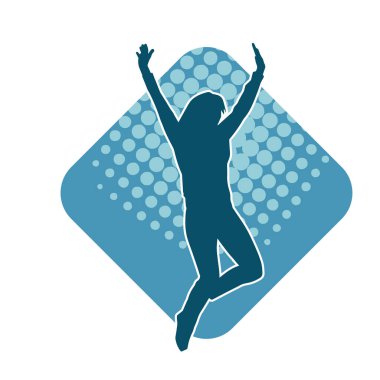 Hareketli bir kadın dansçının silueti. Mutlu dans eden bir kadının silueti..