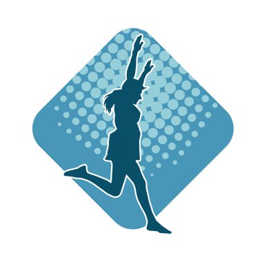 Hareketli bir kadın balerin silueti. Dans eden balerin kızın silueti..