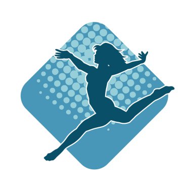 Hareketli bir kadın balerin silueti. Dans eden balerin kızın silueti..