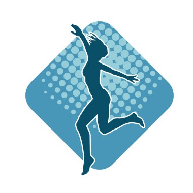 Hareketli bir kadın balerin silueti. Dans eden balerin kızın silueti..