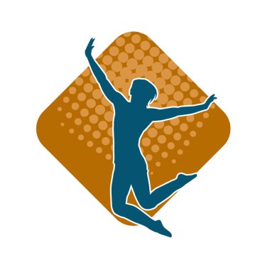 Hareketli bir kadın balerin silueti. Dans eden balerin kızın silueti..