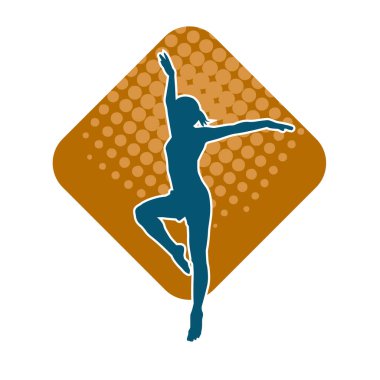 Hareketli bir kadın balerin silueti. Dans eden balerin kızın silueti..