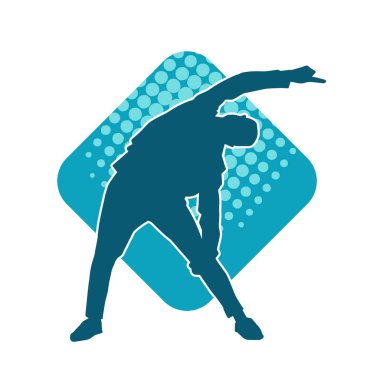 Sıska bir adamın dans pozunun silueti. Hareket halindeki bir erkek dansçının silueti.