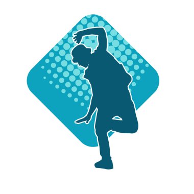 Sıska bir adamın dans pozunun silueti. Hareket halindeki bir erkek dansçının silueti.