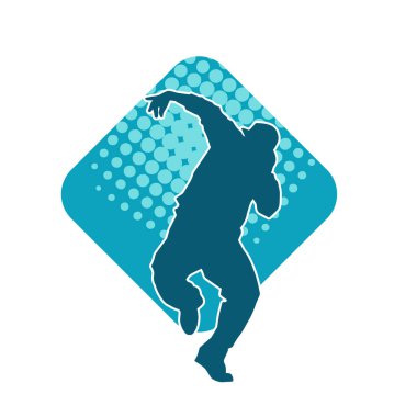 Sıska bir adamın dans pozunun silueti. Hareket halindeki bir erkek dansçının silueti.