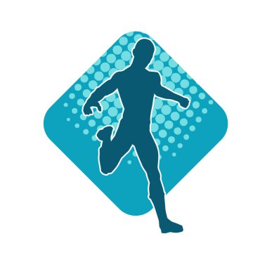 Dövüş sanatları pozu veren bir erkeğin silueti. Dövüş sanatları ustasının silueti tekme atma pozu veriyor..