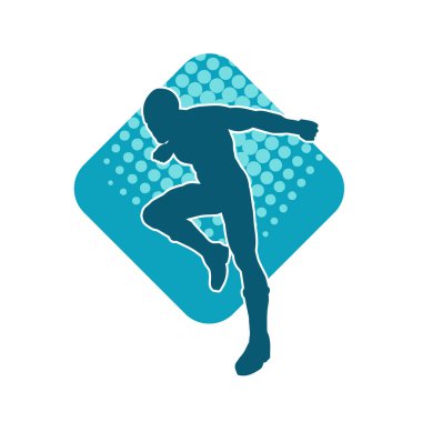 Koşu pozisyonundaki bir adamın silüeti. Siluet erkek koşusu pozu.