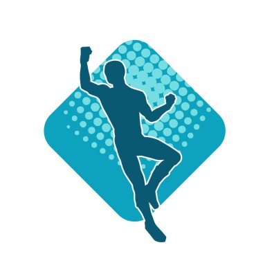 Dans eden zayıf bir erkeğin silueti. Dans eden bir adamın silueti.