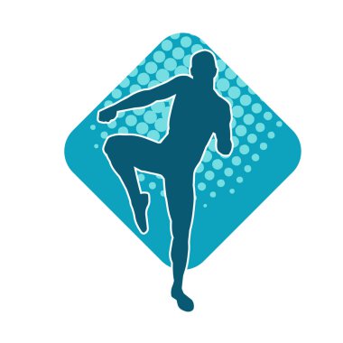 Dans eden zayıf bir erkeğin silueti. Dans eden bir adamın silueti.