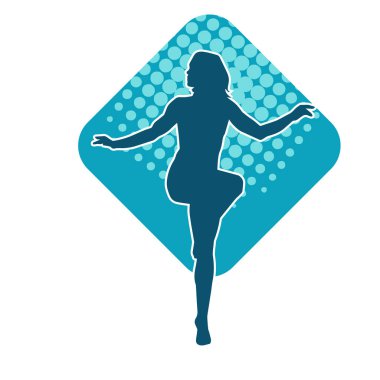 Sıska bir adamın dans pozunun silueti. Hareket halindeki bir erkek dansçının silueti.