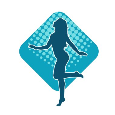 Sıska bir adamın dans pozunun silueti. Hareket halindeki bir erkek dansçının silueti.