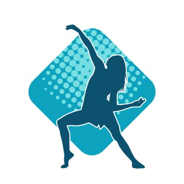 Sıska bir adamın dans pozunun silueti. Hareket halindeki bir erkek dansçının silueti.