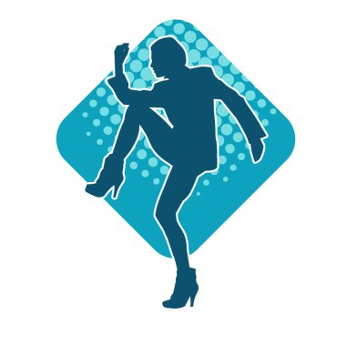 Sıska bir adamın dans pozunun silueti. Hareket halindeki bir erkek dansçının silueti.