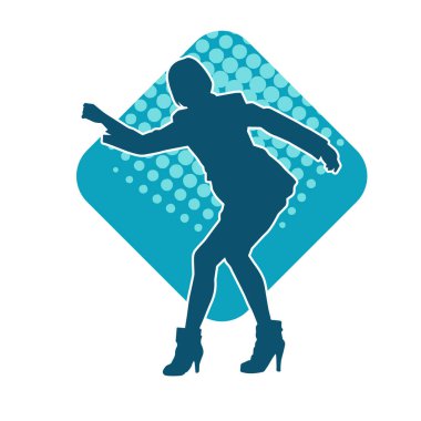 Sıska bir adamın dans pozunun silueti. Hareket halindeki bir erkek dansçının silueti.