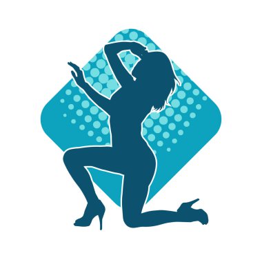 Sıska bir adamın dans pozunun silueti. Hareket halindeki bir erkek dansçının silueti.