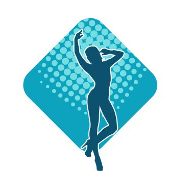 Sıska bir adamın dans pozunun silueti. Hareket halindeki bir erkek dansçının silueti.