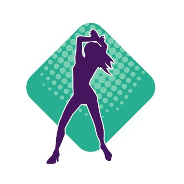 Sıska bir adamın dans pozunun silueti. Hareket halindeki bir erkek dansçının silueti.