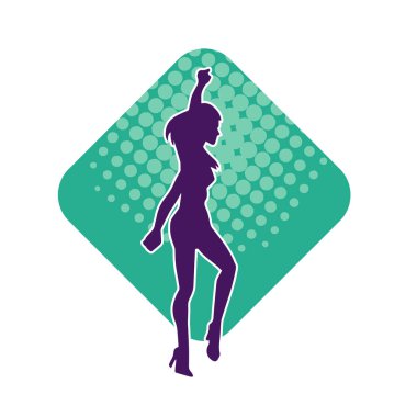 Sıska bir adamın dans pozunun silueti. Hareket halindeki bir erkek dansçının silueti.