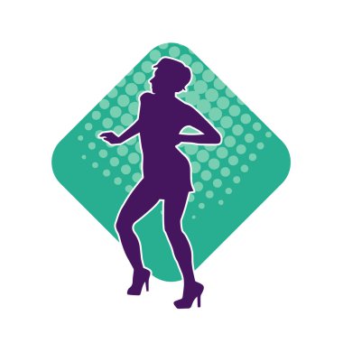 Sıska bir adamın dans pozunun silueti. Hareket halindeki bir erkek dansçının silueti.