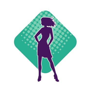 Sıska bir adamın dans pozunun silueti. Hareket halindeki bir erkek dansçının silueti.