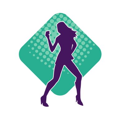 Sıska bir adamın dans pozunun silueti. Hareket halindeki bir erkek dansçının silueti.