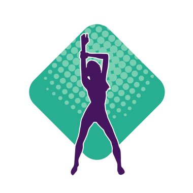 Sıska bir adamın dans pozunun silueti. Hareket halindeki bir erkek dansçının silueti.