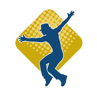 Sıska bir adamın dans pozunun silueti. Hareket halindeki bir erkek dansçının silueti.