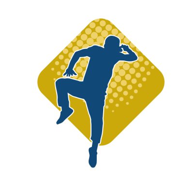 Sıska bir adamın dans pozunun silueti. Hareket halindeki bir erkek dansçının silueti.