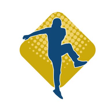 Sıska bir adamın dans pozunun silueti. Hareket halindeki bir erkek dansçının silueti.