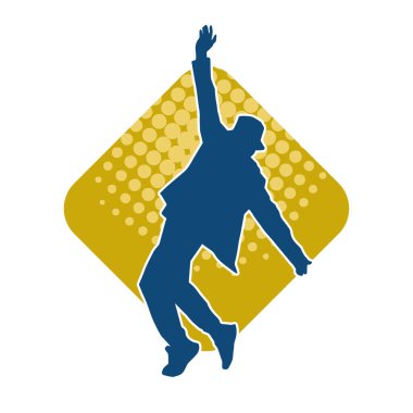 Sıska bir adamın dans pozunun silueti. Hareket halindeki bir erkek dansçının silueti.