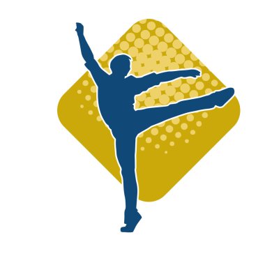 Sıska bir adamın dans pozunun silueti. Hareket halindeki bir erkek dansçının silueti.