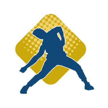 Sıska bir adamın dans pozunun silueti. Hareket halindeki bir erkek dansçının silueti.